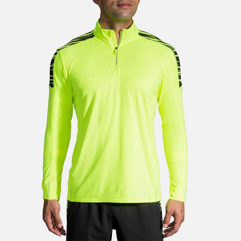 Brooks Men's NIGHTLIFE HALF ZIP Running Jackets - Yellow - Canada (BSNWF-4752)